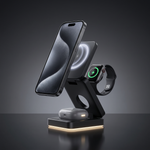 Nexus 3-in-1 foldable MagSafe charger charging a phone, smartwatch and earbuds