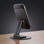 Pivot foldable aluminium phone stand holding a smartphone
