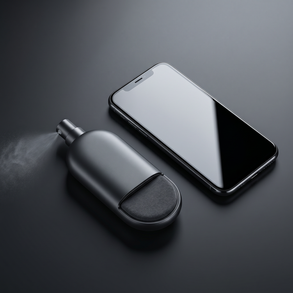 Clarity 2-in-1 screen cleaner beside a smartphone with a spotless screen